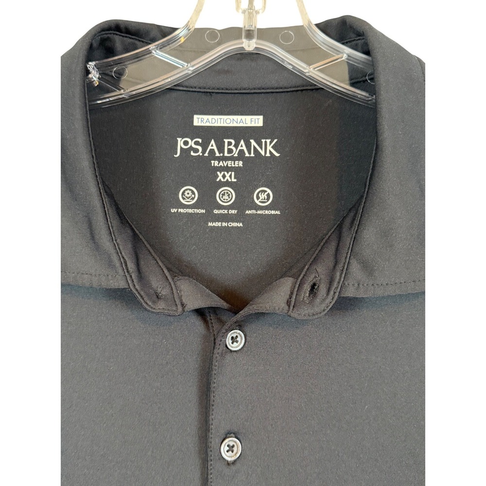 Jos. A. Bank Traveler Mens XXL Black Performance Polo Shirt Traditional Fit UV